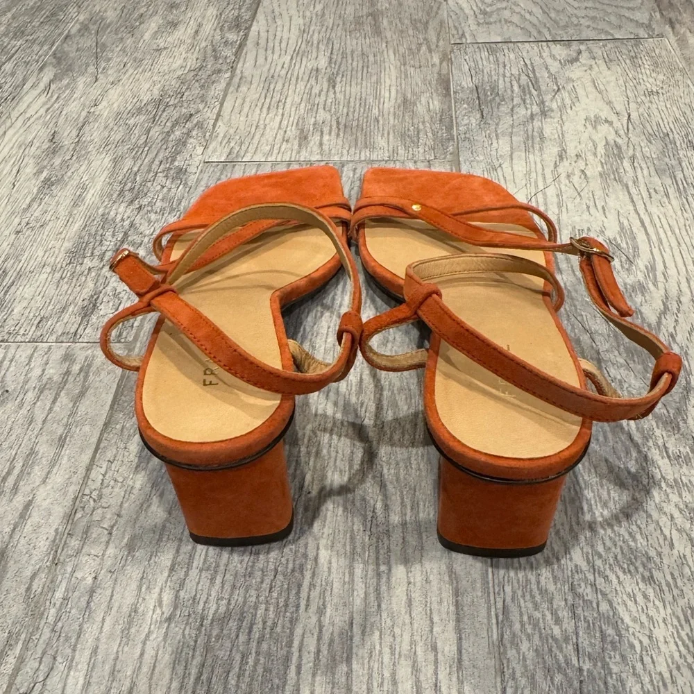New Frame Orange suede Le Braxton strappy sandal heels
